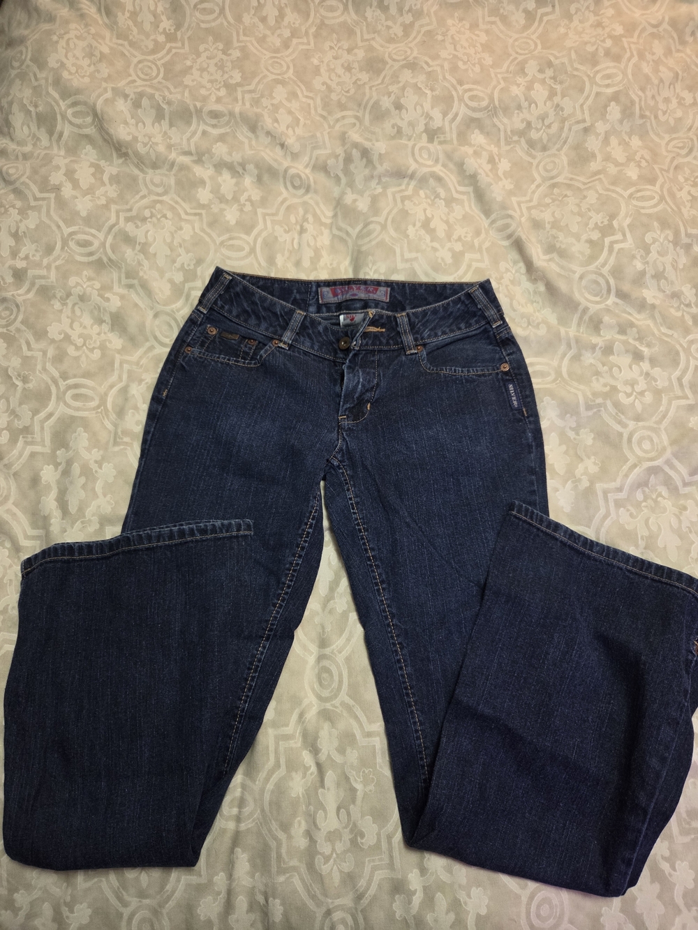 Silver Jeans Women's Flare Jeans in Dark Blue Denim